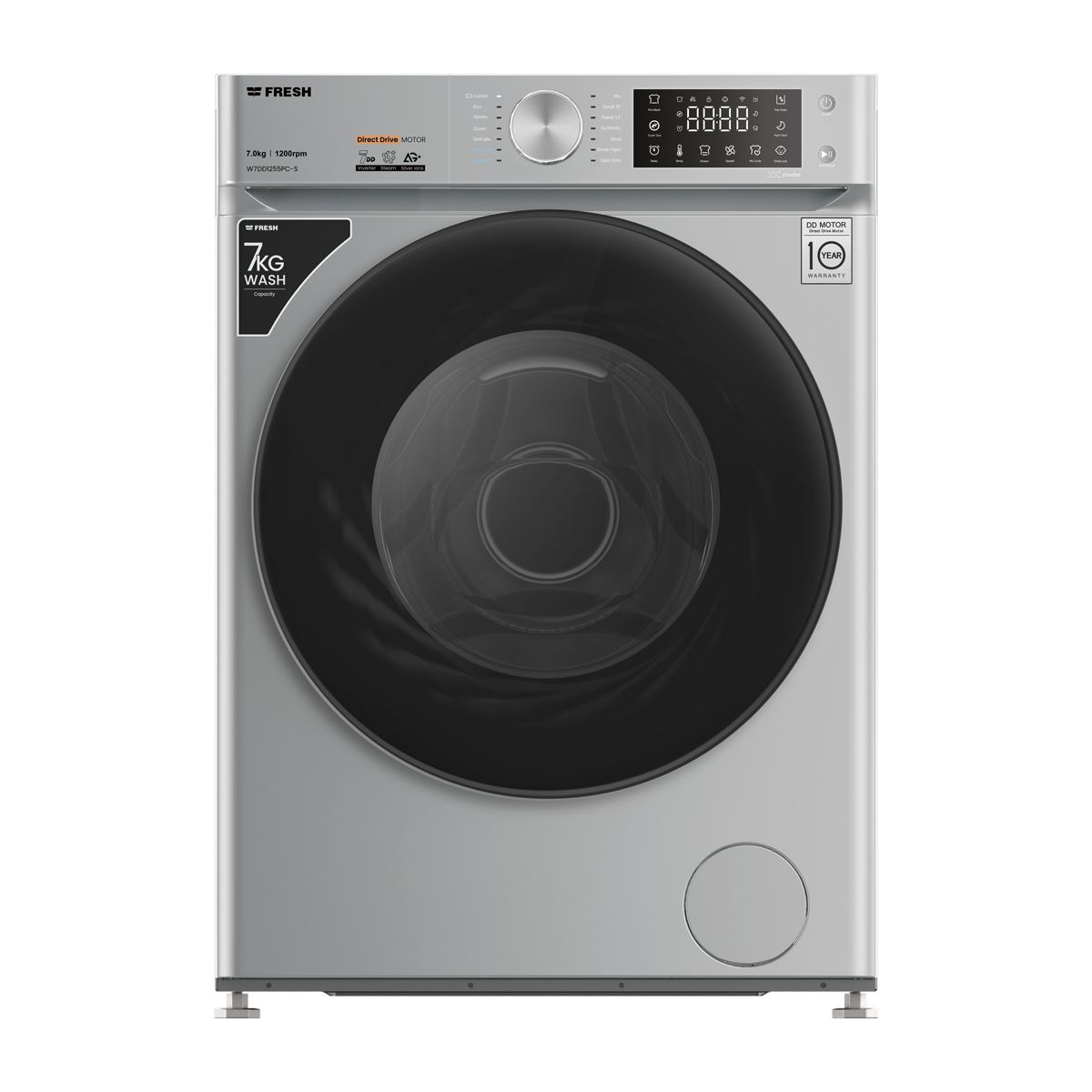 غسالة ملابس أوتوماتيك فريش 7 كجم أنفرتر موتور- دفع مباشر - سيلفر